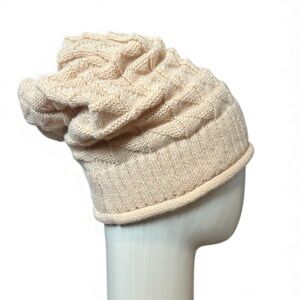 Soft Cream Wool Knit Slouchy Toque